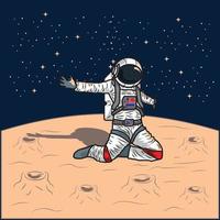ilustração vetorial - astronautas fazendo celebração na lua - estilo cartoon plana vetor