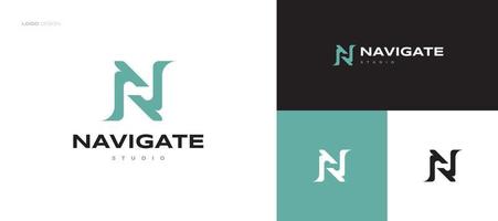 design de logotipo letra n abstrato e exclusivo com conceito de espaço negativo para logotipos de negócios e tecnologia vetor