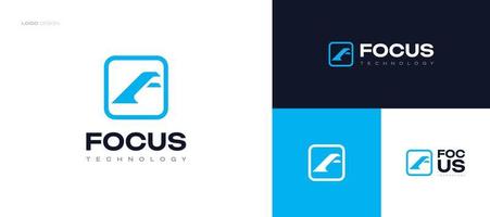 design de logotipo azul letra f em conceito abstrato e moderno para identidade de marca de negócios e tecnologia vetor