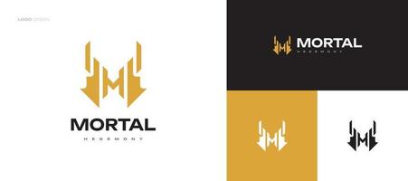 design de logotipo de monograma mh ou hm em estilo ouro de luxo. logo inicial h e m para identidade de marca comercial ou de moda vetor