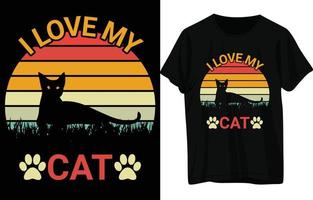 design de camiseta de gato. vetor