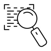 ilustração de ícone de pesquisa com editor de programação. pesquisa de codificação. ícone relacionado ao desenvolvedor. estilo de ícone de linha. adequado para aplicativos, sites, aplicativos móveis. design vetorial simples editável vetor