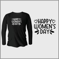 feliz dia da mulher design de camiseta com vetor