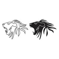estilo de desenho de arte de linha de cabeça de leão, o esboço de cabeça preto linear isolado no fundo branco, a melhor ilustração vetorial de cabeça de leão. vetor