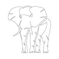 estilo de desenho de arte de linha de elefante, o esboço de elefante preto linear isolado no fundo branco, a melhor ilustração vetorial de arte de linha de elefante. vetor