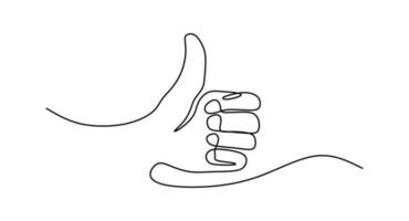 gesto de polegar de mão arte de linha editável contínua contínua de uma linha vetor