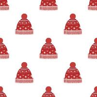chapéu de inverno de malha vermelha. padrão sem costura simples e festivo vetor