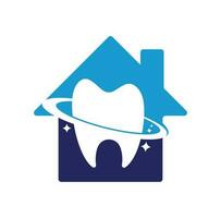 projeto dental do logotipo do vetor do conceito da forma home do planeta. conceito de logotipo de vetor de clínica odontológica.