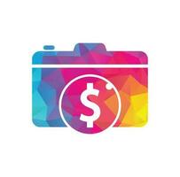 ícone de design de logotipo de dólar de câmera. vetor de design de modelo de logotipo de dinheiro de câmera.