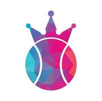 design de logotipo de vetor de rei do tênis. modelo de design de ícone de bola e coroa de tênis.