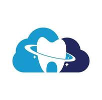 projeto dental do logotipo do vetor do conceito da forma da nuvem do planeta. conceito de logotipo de vetor de clínica odontológica.