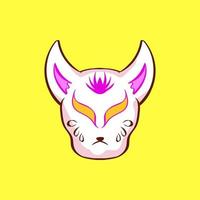 vector premium l máscara kitsune japonesa de vetor bonito com fundo. ilustração plana.