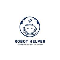 robô auxiliar automação robô assistente logotipo ícone mascote negócios modernos vetor