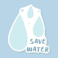 etiqueta ecológica economiza água. ilustração vetorial. estilo desenhado à mão plana. vetor