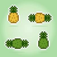 pixel de 8 bits de abacaxis. frutas para ativos de jogos e padrões de ponto cruz em ilustrações vetoriais. vetor