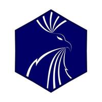 águia azul hexágono logotipo distintivo emblema design vetorial vetor
