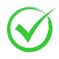 logotipo de símbolo de ícone de marca de seleção verde em um círculo. carrapato símbolo ilustração em vetor cor verde.