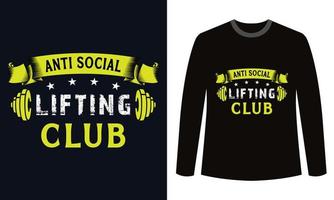 camisetas de ginástica design anti clube de levantamento social vetor