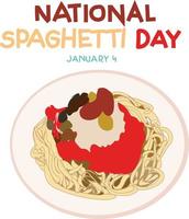 o dia nacional do espaguete é comemorado todos os anos em 4 de janeiro. vetor