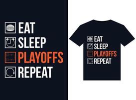 comer playoffs do sono repetir ilustrações para design de camisetas prontas para impressão vetor