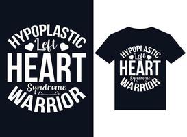 ilustrações de guerreiro de síndrome do coração esquerdo hipoplásico para design de camisetas prontas para impressão vetor