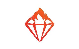 logotipo do ícone de diamante de fogo vetor