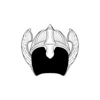 design de arte de linha de rei de capacete bárbaro vetor