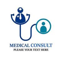 ilustração de modelo de design de logotipo de consulta médica. há médico e paciente. isso é bom para medicina vetor