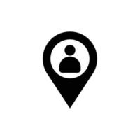 eps10 mapa vetorial preto ou ícone de ponteiro de pino de localização ou logotipo isolado no fundo branco. símbolo de marcador de pessoas de localização em um estilo moderno simples e moderno para o design do seu site e aplicativo móvel vetor