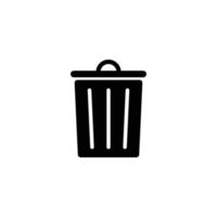 lixo de vetor preto eps10 ou ícone sólido de lata de lixo ou logotipo isolado no fundo branco. excluir ou descartar o símbolo da cesta em um estilo moderno simples e moderno para o design do seu site e aplicativo móvel