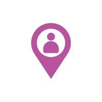eps10 mapa vetorial rosa ou ícone de ponteiro de pino de localização ou logotipo isolado no fundo branco. símbolo de marcador de pessoas de localização em um estilo moderno simples e moderno para o design do seu site e aplicativo móvel vetor