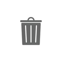 lixo de vetor cinza eps10 ou ícone sólido de lata de lixo ou logotipo isolado no fundo branco. excluir ou descartar o símbolo da cesta em um estilo moderno simples e moderno para o design do seu site e aplicativo móvel