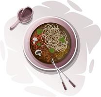 deliciosa e perfumada sopa de macarrão chinês vetor