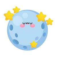 personagem de céu kawaii de lua cheia vetor