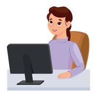 mulher usando computador vetor