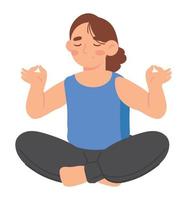 mulher em pose de ioga de meditação vetor