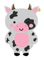 vaca kawaii animal vetor