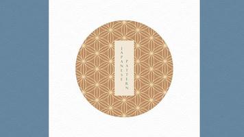 fundo japonês com vetor padrão de decoração geométrica. design de banner oriental com elementos de arte de linha em estilo vintage.