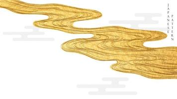 fundo japonês com textura de ouro em estilo vintage. mão padrão de onda desenhada com arte abstrata em estilo vintage. vetor