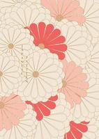 fundo japonês com vetor de padrão de flor de camélia. banner de orientais com decoração floral em estilo vintage.