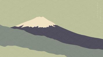 fundo japonês com vetor de padrão de montanha fuji. design de banner oriental com elementos de arte abstrata em estilo vintage.