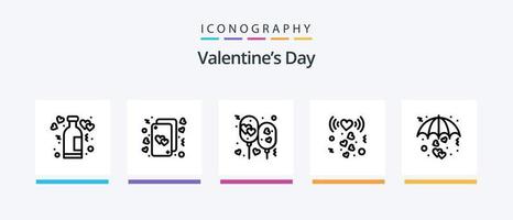 Dia dos Namorados linha 5 pacote de ícones incluindo coração. romance. Entrega. Ame. garrafa. design de ícones criativos vetor