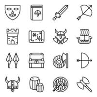 pacote de ícones vetoriais de acessórios viking vetor