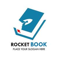ilustração de modelo de design de logotipo de livro de foguetes. há foguete e livro vetor