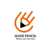 ilustração de modelo de design de logotipo de lápis de mão. há lápis e mão vetor