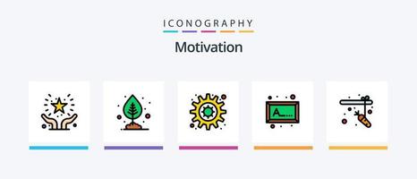 linha de motivação cheia de 5 ícones incluindo . montanha. esporte. Finalizar. design de ícones criativos vetor