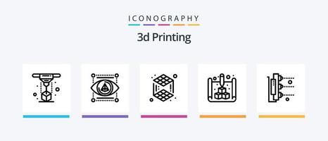Pacote de ícones da linha 5 de impressão 3D, incluindo gadget. 3d. 3d. impressora. d. design de ícones criativos vetor