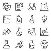 pacote de ícones vetoriais de linha de bioquímica e ciência vetor