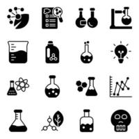 pacote de ícones vetoriais de glifo de bioquímica e ciência vetor