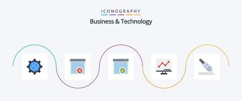 pacote de ícones plana de 5 negócios e tecnologia, incluindo . tecnologia. analítico. alfinete. cabo de áudio vetor